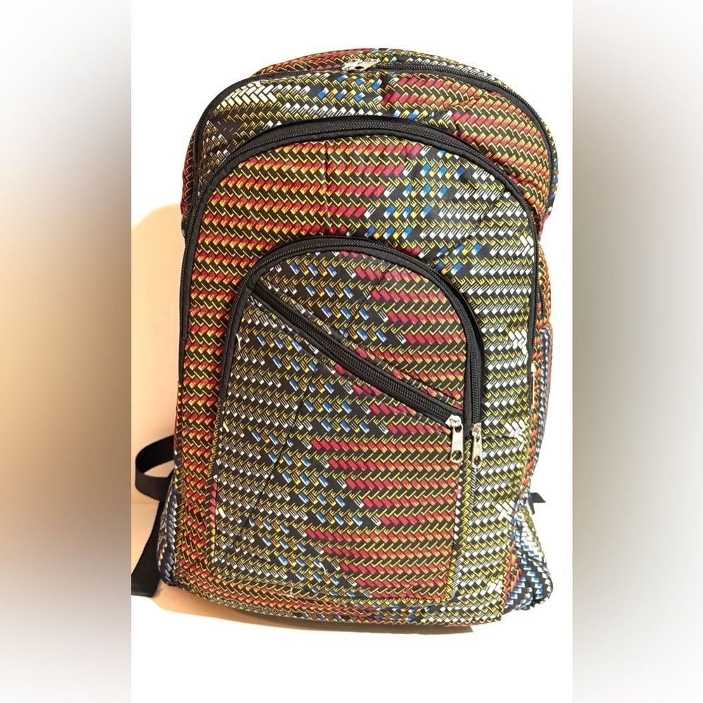 African ankara unisex handmade geometric backpack